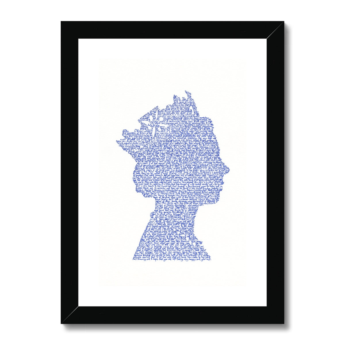 The Queen (blue) - Framed & Mounted Print (A4 size)