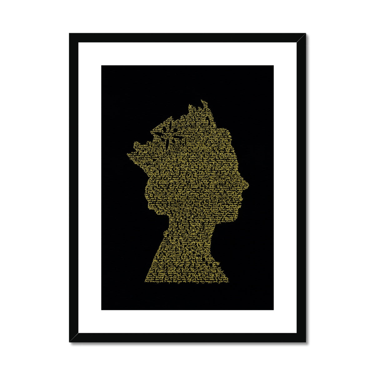 The Queen (gold) - Framed & Mounted Print (A4 size)